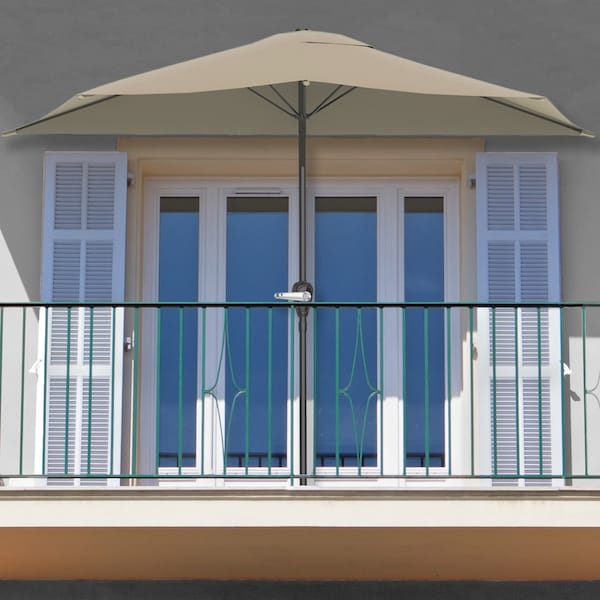 Pure Garden 9ft Half Umbrella, Sand 50-LG1044B - main